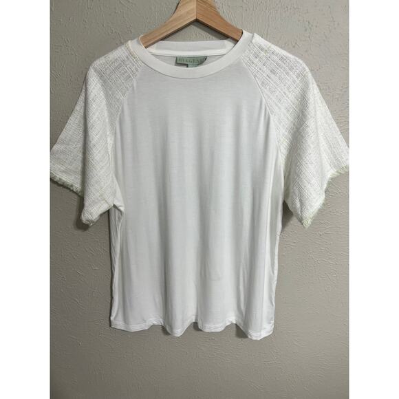 Ryegrass Textured Sleeve ivory Neutral Coastal Top Large - Picture 7 of 7
